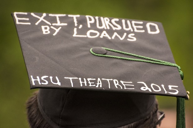 A theater arts major's commencement hat. - MARK LARSON