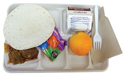 PHOTO BY JADA CALYPSO BROTMAN - A tortilla tops the lunch tray at Jacoby Creek School.