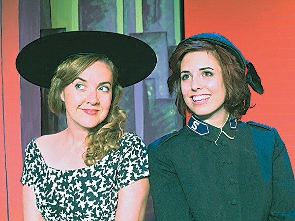 Andrea Zvaleko as Miss Adelaide and Melissa Smith as Sarah Brown in the North Coast Rep production of Guys and Dolls. Photo by Michael Thomas