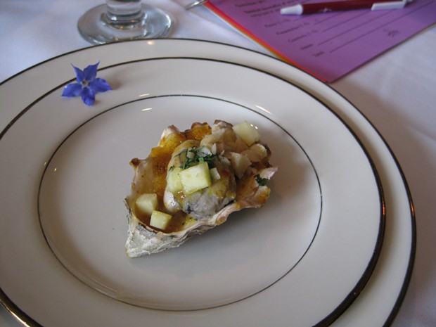 BBQ oyster with pineapple curry sauce. - JENNIFER FUMIKO CAHILL