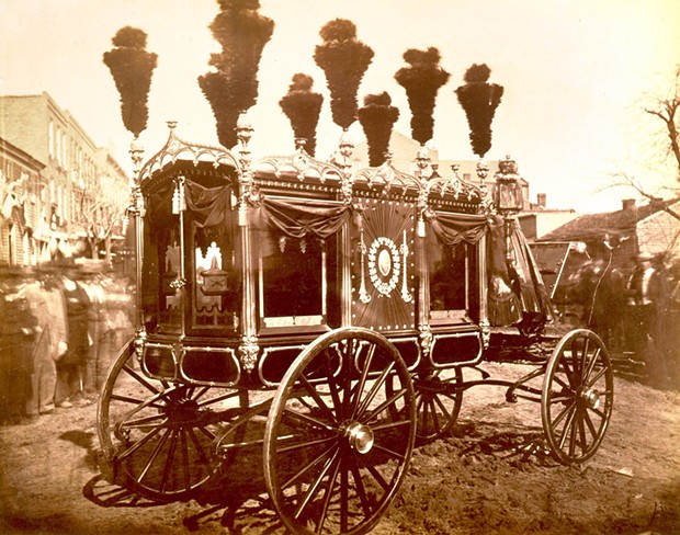 The hearse that carried Lincoln on the last day of his funeral procession in 1865. - LIBRARY OF CONGRESS