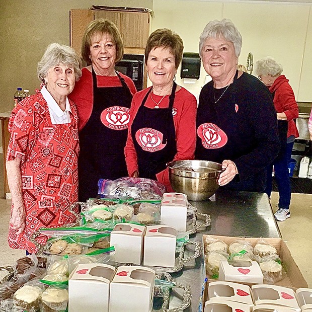 Patti Dutton, far right, Humboldt Sponsors active member and event chairperson,  prepares "to-go" dinners during last year's Humboldt Sponsors’ "Kids are Winners" drive-thru BBQ chicken dinner fundraiser. Also pictured, from left, are active members Carol Kinser, Denise Christen and Becky Giacomini. Rex Bohn will volunteer his time again this year as grill master for the event.