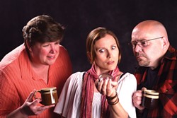COURTESY OF REDWOOD CURTAIN THEATRE - Christina Jioras, Nadia Adame and Raymond Waldo in a Chekhov-flavored comedy.