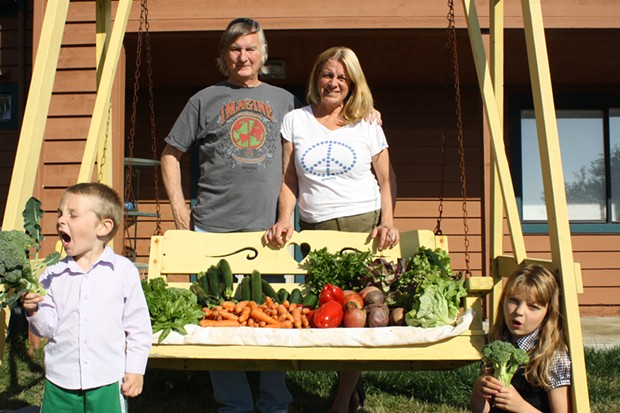 Chuck and Sherry Vanderpool with a load of vegetables from DeepSeeded Community Farm - COURTESY OF HUMBOLDT HOMEMADE MEALS