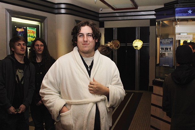 Dressed in a slightly-too-clean robe for The Dude, Michael Colburn waits in line for the Arcata Theatre Lounge's sold-out screening of The Big Lebowski.