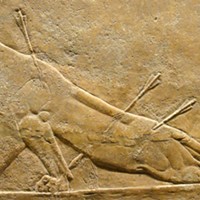 Dying lioness from the North Palace of Ashurbanipal, Nineveh, circa 640 BCE, now in the British Museum.