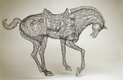 Elizabeth Berrien's wire menagerie at Upstairs Gallery includes creatures great and small, like "Tang Horse."