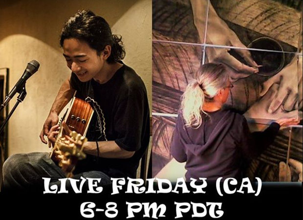 music from Tokyo, Japan livestream with art in Humboldt CA