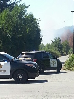 Law enforcement has closed Marshall Lane and State Route 96 in Hoopa as multiple agencies continue to battle a fire in a residential area. - COURTSEY OF THE HOOPA VALLEY TRIBE