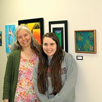 In the gallery with Justine Smith and student Kayla Templeton.