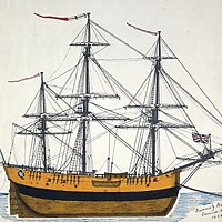 James Cook's 370-ton bark Endeavour, launched 1764, scuttled 1778. (Public domain.)