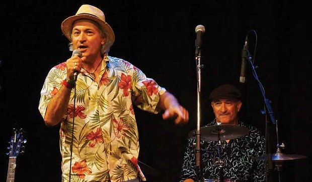 Jeff DeMark and his twin brother, Paul, of The Gila Monsters, told summer stories with "songs and wild left turns" in Acting on a Dream, Again! presented Sunday, Aug. 24, at the Arcata Playhouse. - PHOTO BY BOB DORAN
