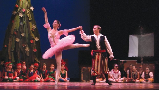 Julie Ryman dancing the role of Ballerina Doll and Kyle Ryan dancing the role of Pirate King in ‘Twas the Night Before Christmas. - PHOTO BY MAIA CHELI-COLANDO