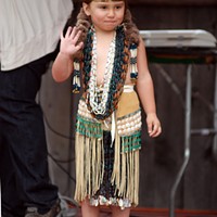 Koy-poh McQuillen participates in a cultural demonstration during the Yurok Tribe's 2012 Salmon Festival.