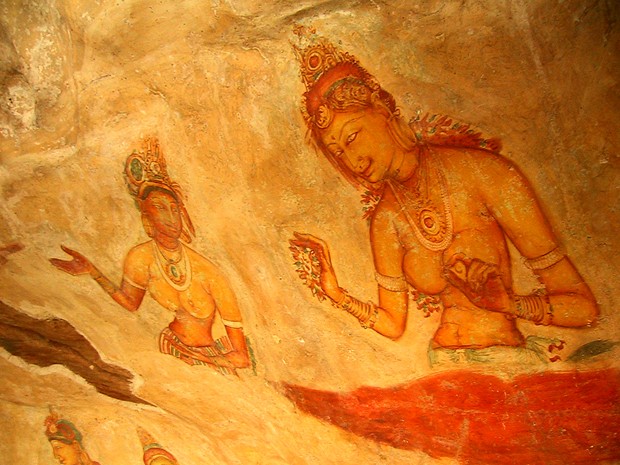 Low WHR, as presented by two Sigiriya maidens. A sheltered pocket halfway up the 400 foot high western wall of Sigiriya (Lion Hill) in central Sri Lanka acts as a protective “gallery” for these fifth century frescoes.
