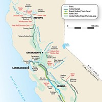 Map of the Central Valley Project service areas.