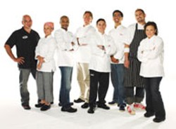 Michael Symon, winner of the Next Iron Chef, and other Iron Chef contestants.