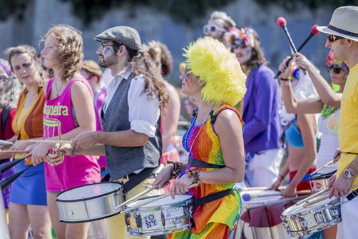 Drummers entertain the crowds outside the Humboldt Pride Revolution Parade and Festival in Eureka, Sat. Sept. 13.