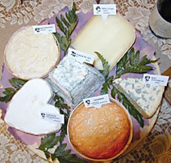 Six French cheeses.  Photo from Wikimedia Commons.