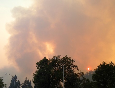 Smoke from the Dance Fire in Orleans nearly blots out the sun earlier this week. - KEN MALCOMSON