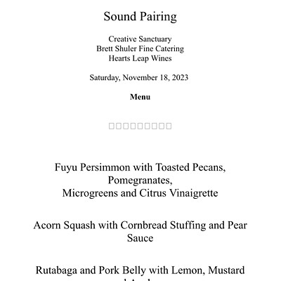 Sound Pairing Dinner at The Sanctuary
