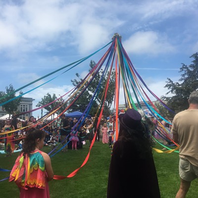 Community May Pole dance at 2019 Fairy Festival