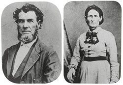 PHOTO COURTESY OF THE HUMBOLDT COUNTY HISTORICAL SOCIETY - The happy couple: Ben (1813-1889) and Nancy (?-1896) Kelsey.
