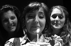 The MaGrath sisters celebrate Lenny’s birthday in Ferndale Rep's production of Crimes of the Heart. Nancy O’Bryan as Meg, Alexandra Gellner as Lenny, Katie Sutter as Babe.