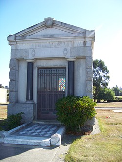 PHOTO BY HEIDI WALTERS - The mausoleum where Ocean View Cemetery Administrator Don McCombs keeps 60 urned remains whose kin paid for their cremation but then abandoned them at the cemetery.