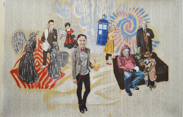 Madelyn Covey's "Doctor Who Tableau," oil on wallpaper, 2017. - COURTESY OF THE ARTIST