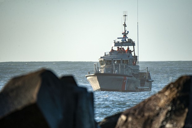 The Coast Guard at the scene of Monday's search. - MARK MCKENNA