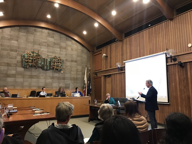 AMCAL's David Moon addresses the Arcata City Council. - IRIDIAN CASAREZ