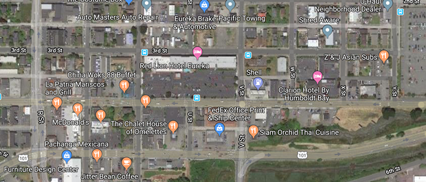 The intersections of Fourth Street at V and R streets are prone to backups during the morning commute. - GOOGLE MAPS