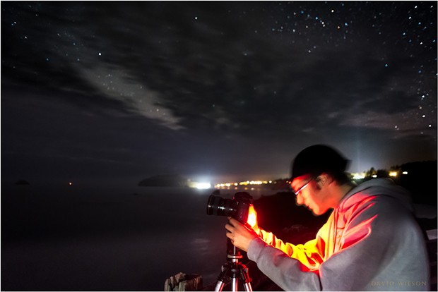 Jake takes a starry night photo overlooking the Pacific Ocean along Scenic Drive, Humboldt County, California. - DAVID WILSON