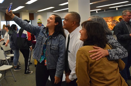 HSU President Tom Jackson Jr. taking a group photo with HSU community members. - IRIDIAN CASAREZ