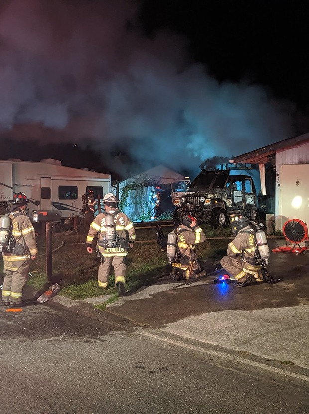 A house fire left one person in critical condition. - HUMBOLDT BAY FIRE