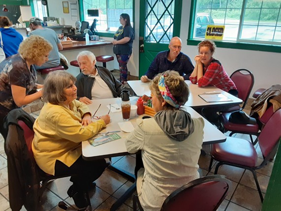 Customers at the Log Cabin Diner on Saturday. - FACEBOOK