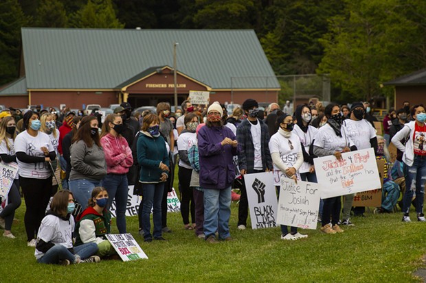 Demonstrators gather at Rohner Park to protest police brutality and racism on June 5. - THOMAS LAL