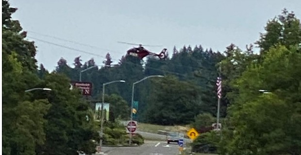 Air ambulance landing near Garberville about 2:35 p.m. - MICHELLE BUSHNELL