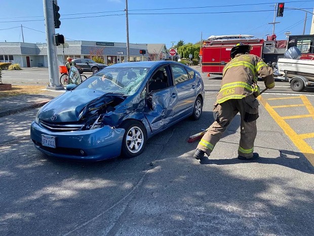 The driver’s side of the Prius sustained a lot of damage. - MARK MCKENNA