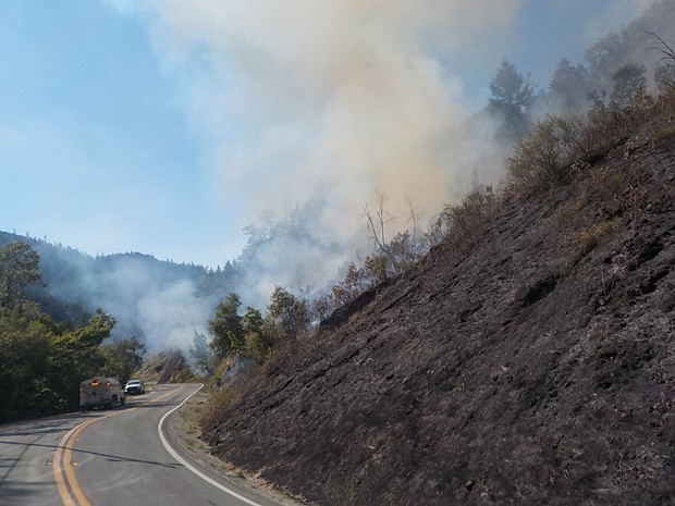 The fire burns near State Route 96 earlier last week. - CALTRANS