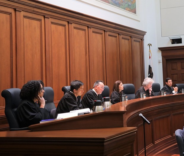 California Supreme Court justices in San Francisco pre-COVID-19. - COURTESY OF JUDICIAL COUNCIL OF CALIFORNIA