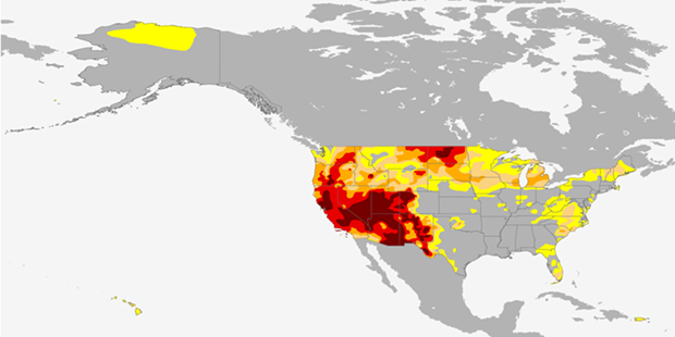 Much of the West and Southwest and portions of the Northern Plains are under extreme “megadrought” conditions. - COURTESY OF CLIMATE.GOV