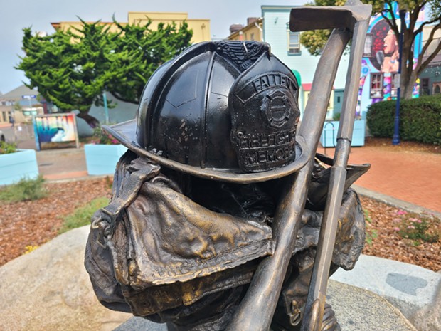 The bronze helmet is spray painted black. - HUMBOLDT BAY FIRE