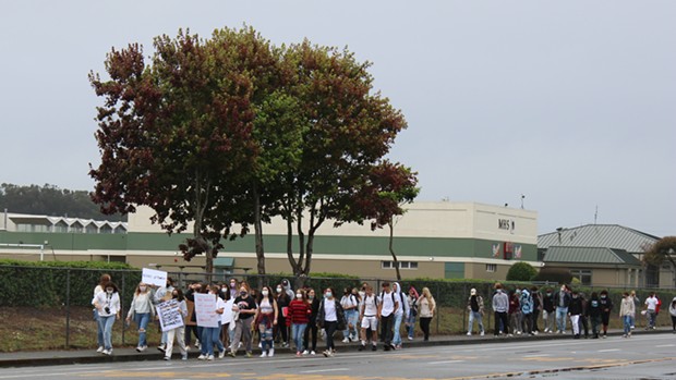 Students walking off the McKinleyville High School campus. - THADEUS GREENSON