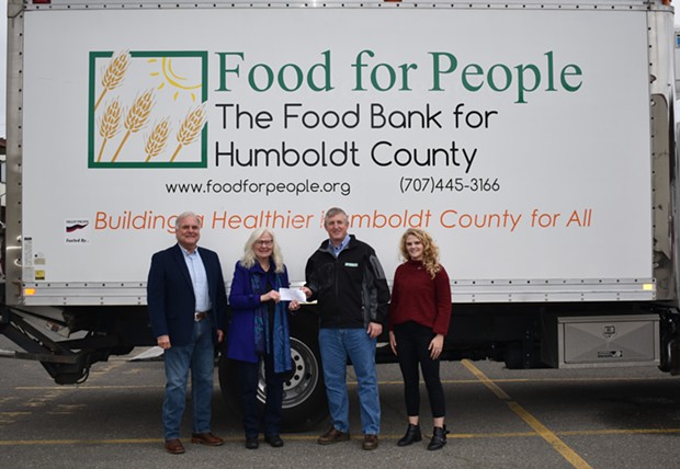 (Left to right) Green Diamond Manager of Forest Policy and Communications Gary Rynearson, Food for People Executive Director Anne Holcomb; Green Diamond General Manager and Vice President Jason Carlson and Food for People Development Director Carly Robbins. - SUBMITTED
