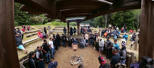 A 2021 gathering to honor Brian Tripp at Sumeg Village. - PHOTO BY THOMAS DUNKLIN