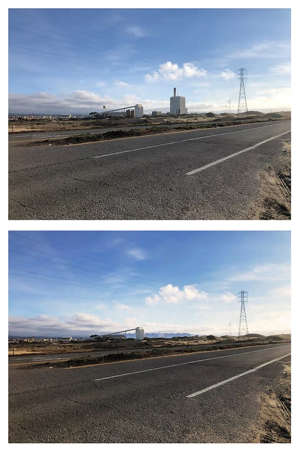 (top) Existing conditions and (bottom) visual simulation looking southeast from New Navy Base Road. - GHD DRAFT ENVIRONMENTAL REPORT, SUBMITTED