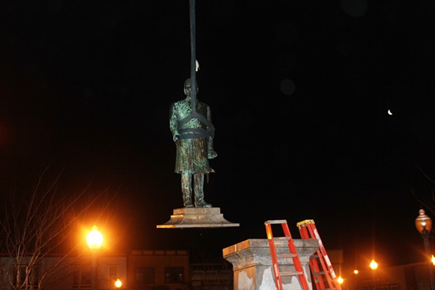 The statue of President William McKinley's removal from the Arcata Plaza in March of 2019. - CITY OF ARCATA