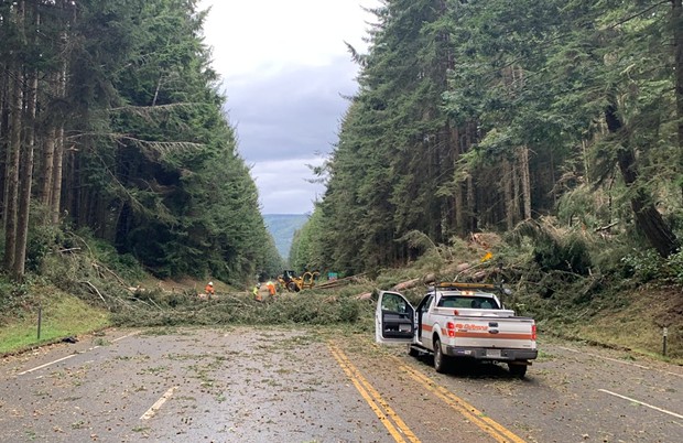 Scenes from  U.S. Highway 101 in the closure area between Trinidad and Orick. - CALTRANS